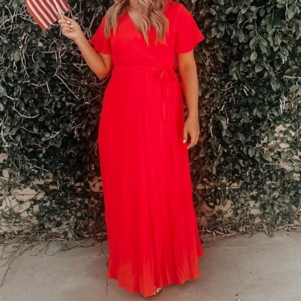 Carly Jean Los Angeles Vibrant Red Maxi Dress